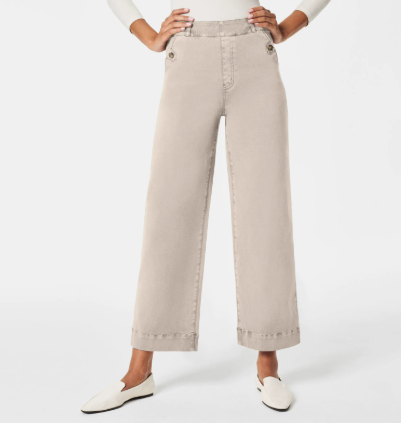 Loose straight leg wide leg cropped jeans image