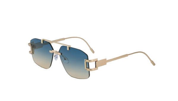 Square Rimless Punk Sunglasses Men 2025 Luxury Brand Vintage Steampunk Frameless Polygon Double Beam Sun Glasses For Male UV400