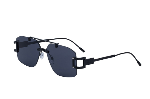 Square Rimless Punk Sunglasses Men 2025 Luxury Brand Vintage Steampunk Frameless Polygon Double Beam Sun Glasses For Male UV400