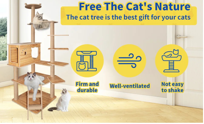 New bold column large platform integrated space capsule high observation tower multi-layer platform Maine cat climbing frame big cat dedicated