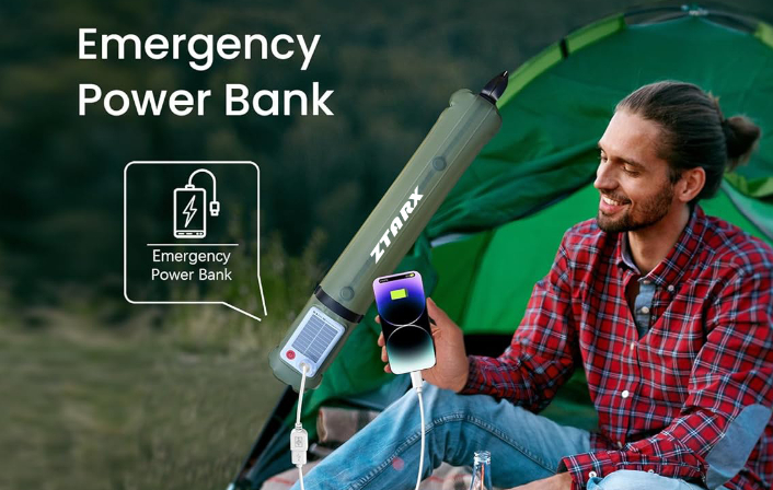 Solar-powered inflatable lamp