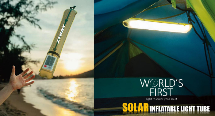 Solar-powered inflatable lamp
