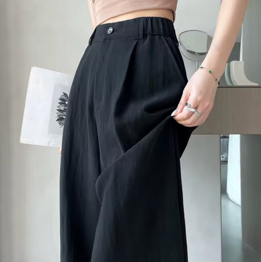 Oversized wrinkle-resistant Tencel linen wide-leg pants image