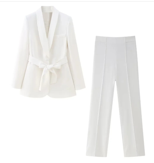 Wolff 2-teiliger Damenanzug | Eleganter Blazer mit Gürtel und passender Hose