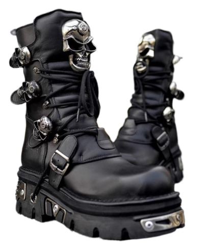 Punk Metallic Western Combat Boots Plus48 image
