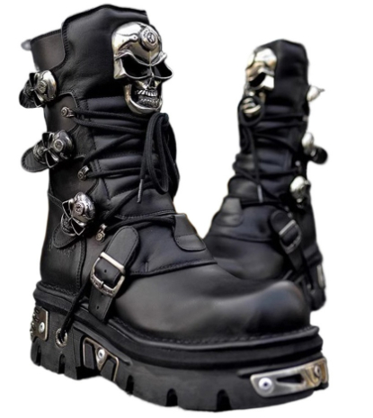 Punk Metallic Western Combat Boots Plus48