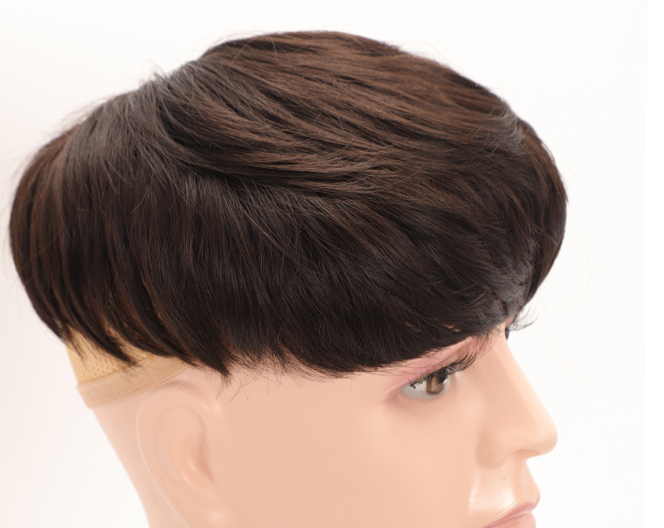 Men's wig with a hair patch on the top of the head