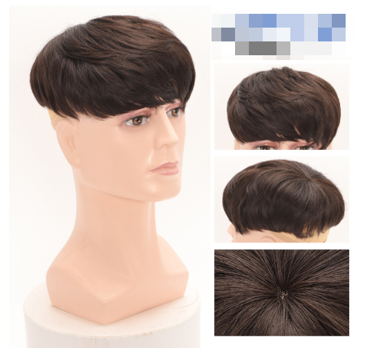 Men's wig with a hair patch on the top of the head