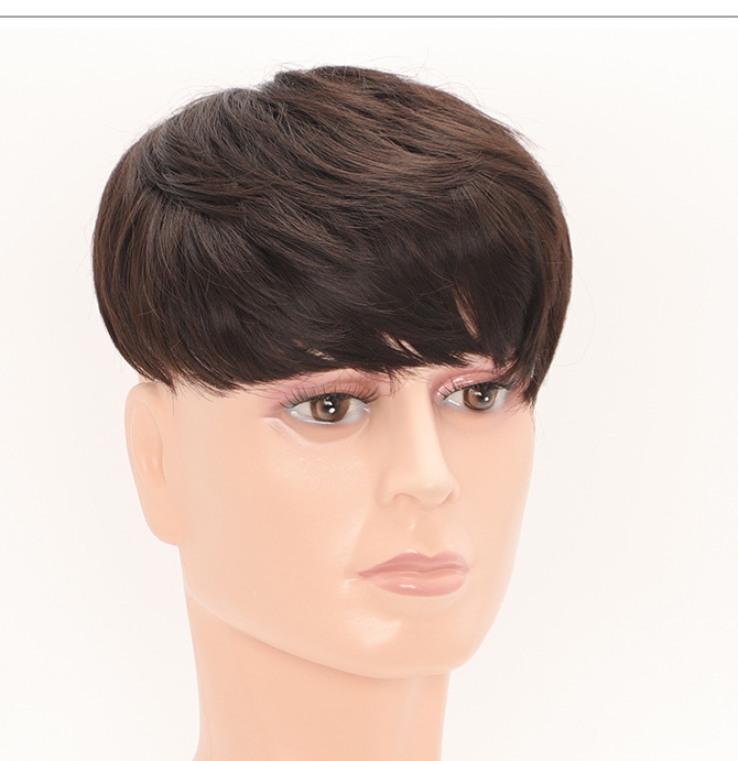 Men's wig with a hair patch on the top of the head