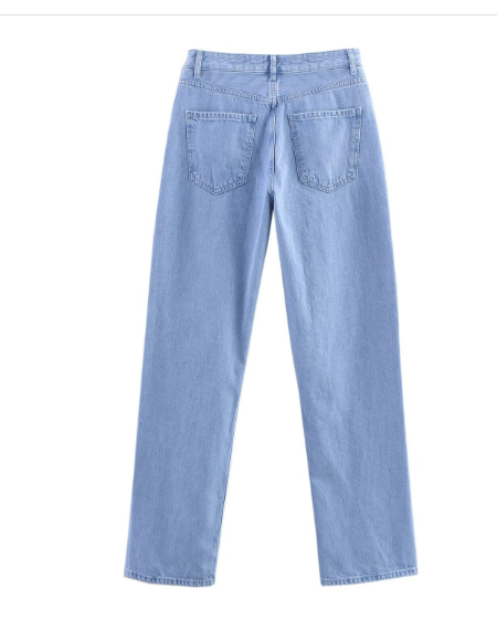 Straight leg spliced jeans