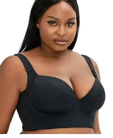 Cross border spot underwear large size seamless steel ring bra gathering anti sagging sports back deep V bra image