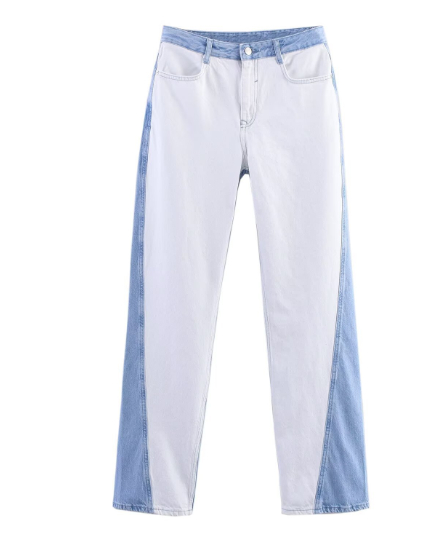 Straight leg spliced jeans