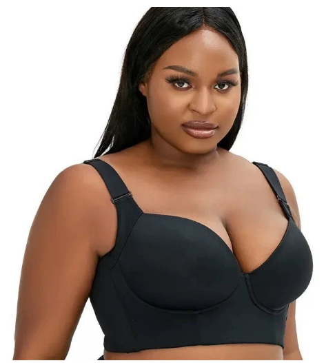 Cross border spot underwear large size seamless steel ring bra gathering anti sagging sports back deep V bra