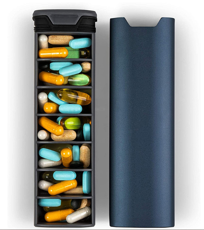 Aluminum alloy seven day medicine box travel classification large capacity portable
