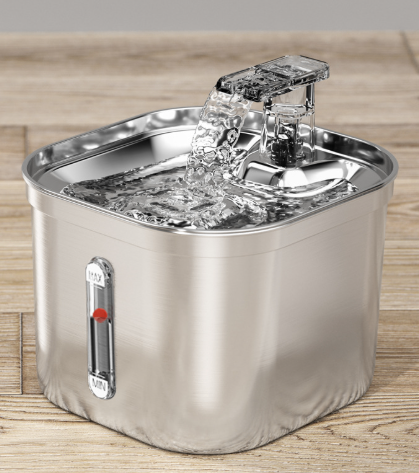 Pet water dispenser square all stainless steel automatic circulation filtration intelligent sensing water dispenser for cats image