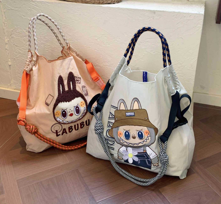 Large size canvas fashionable and versatile embroidered women's bag shopping bag handbag nylon tote bag shoulder bag