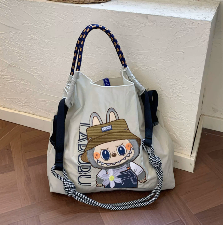 Large size canvas fashionable and versatile embroidered women's bag shopping bag handbag nylon tote bag shoulder bag image