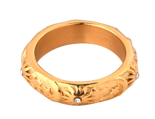 Embossed Sun Moon Ring