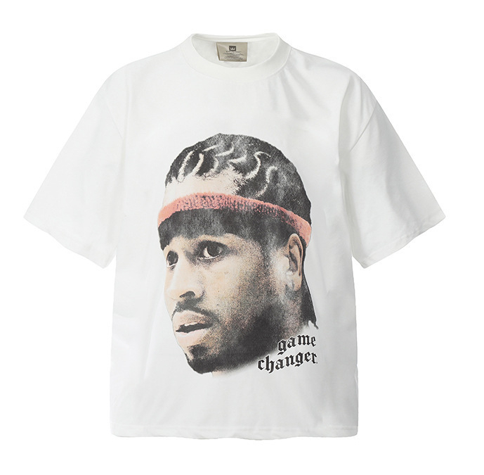 Distressed washed short-sleeved T-shirt for men and women