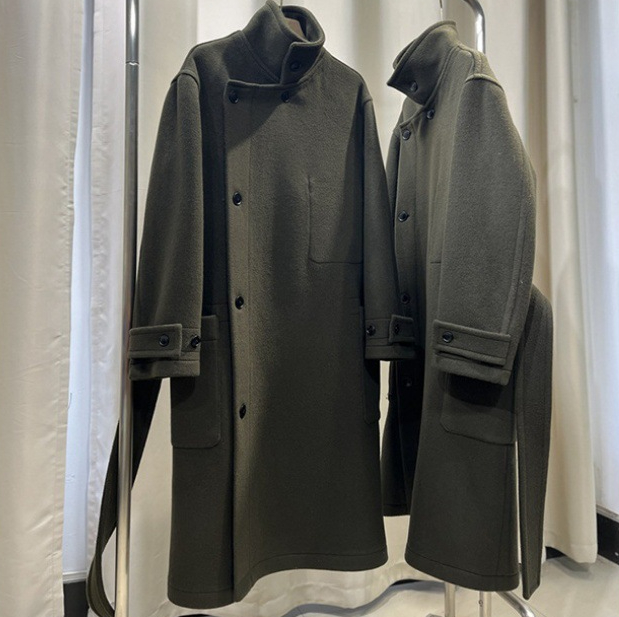 Australian wool velvet high collar wool coat long autumn and winter warm atmosphere coat for men and women