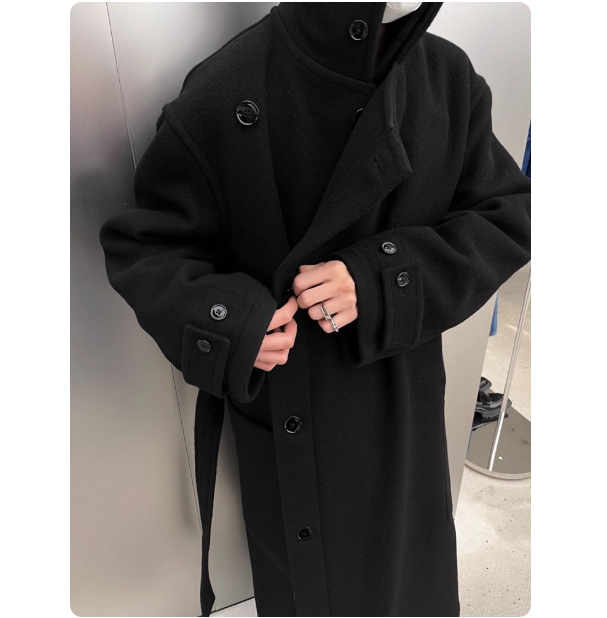 Australian wool velvet high collar wool coat long autumn and winter warm atmosphere coat for men and women