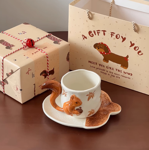 Creative 3D Squirrel Ceramic Cup image