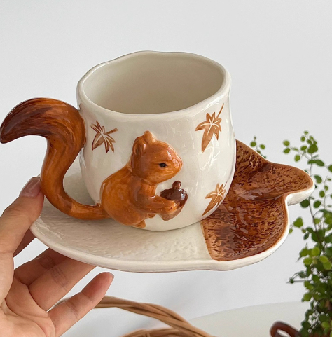 Creative 3D Squirrel Ceramic Cup