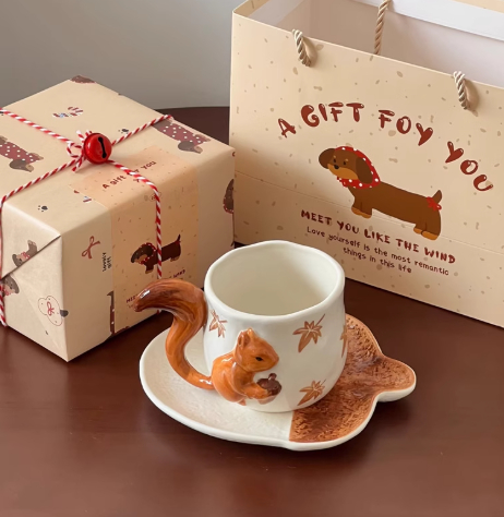 Creative 3D Squirrel Ceramic Cup