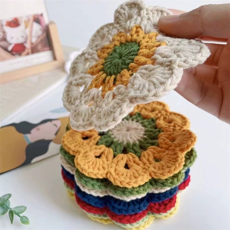 Small flower coasters, placemats, crochet potholders