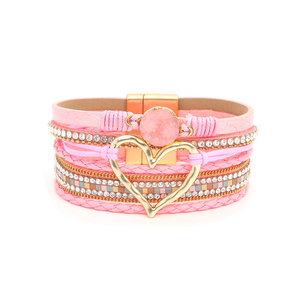Hand-woven big heart bracelet for women