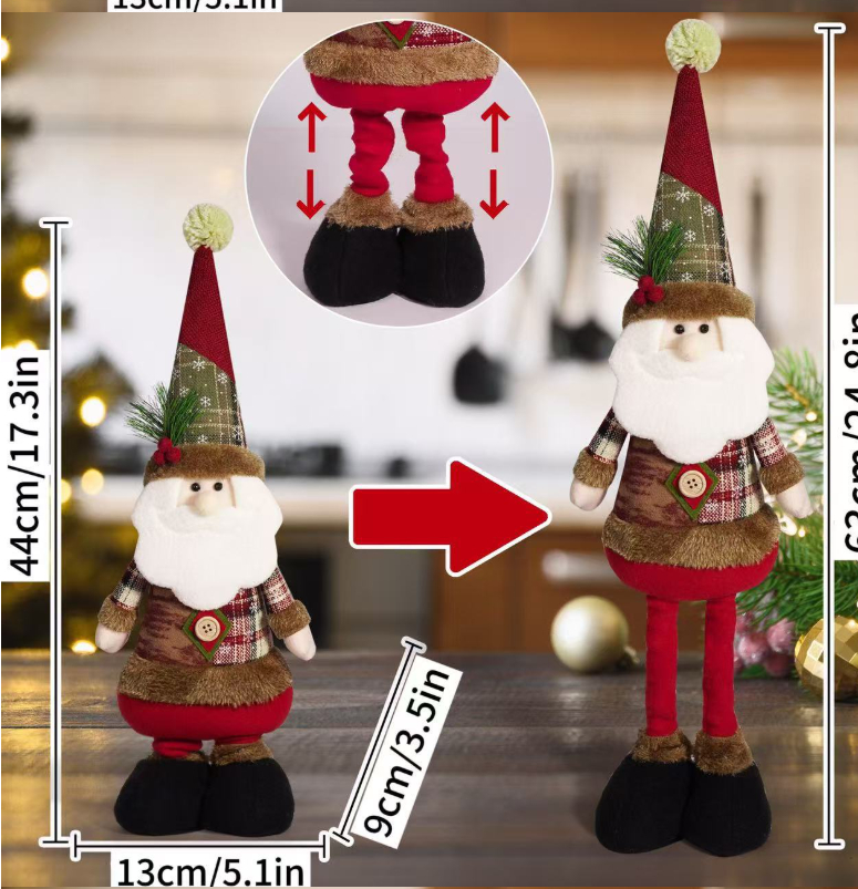 Christmas retractable plush toys, old man, snowman, reindeer, Christmas decorations