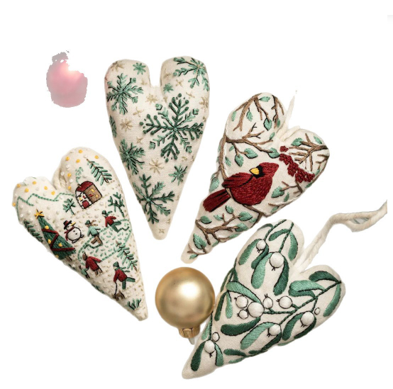 DIY Heart Shaped Hand Embroidered Christ Heart Embroidery Christmas Kit