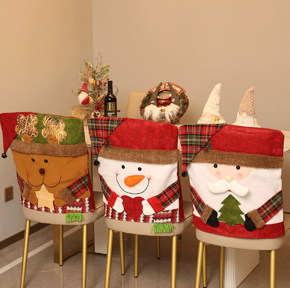 Christmas decoration with hat, chair cover, stool cover, new doll chair cover, European and American home decoration