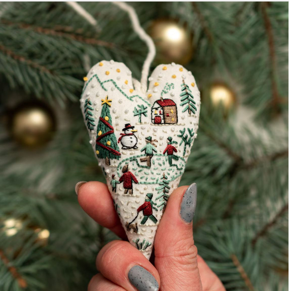 DIY Heart Shaped Hand Embroidered Christ Heart Embroidery Christmas Kit