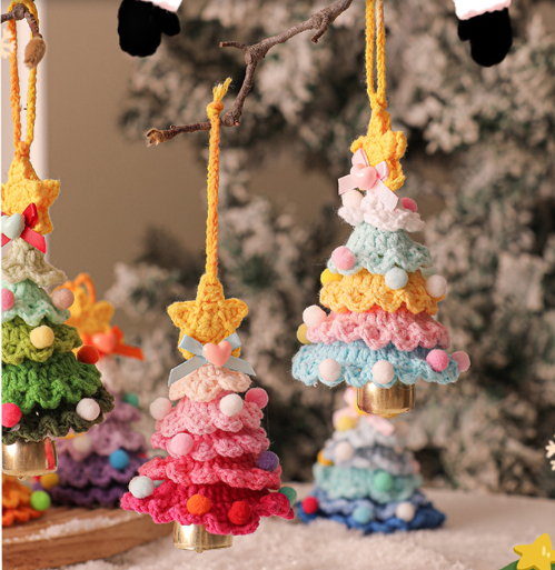 Plush Christmas ornaments, crocheted Christmas tree ornaments, Christmas decorations, car pendants