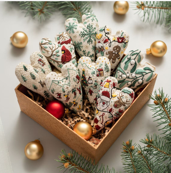 DIY Heart Shaped Hand Embroidered Christ Heart Embroidery Christmas Kit