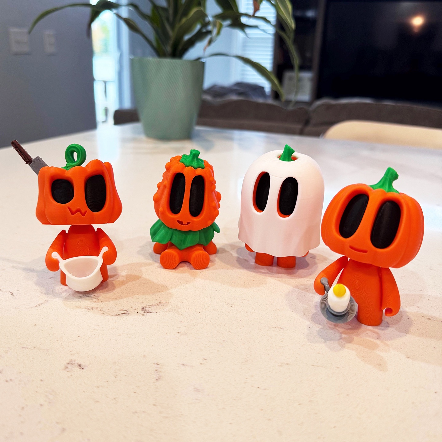3D printed pumpkin figurine for Halloween decoration set image