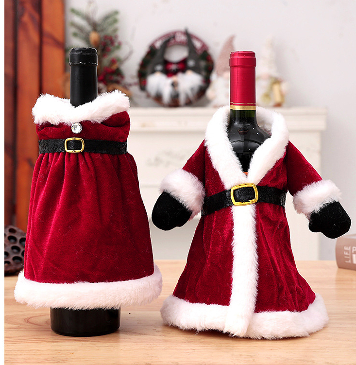 Christmas table decorations gold velvet Christmas wine set