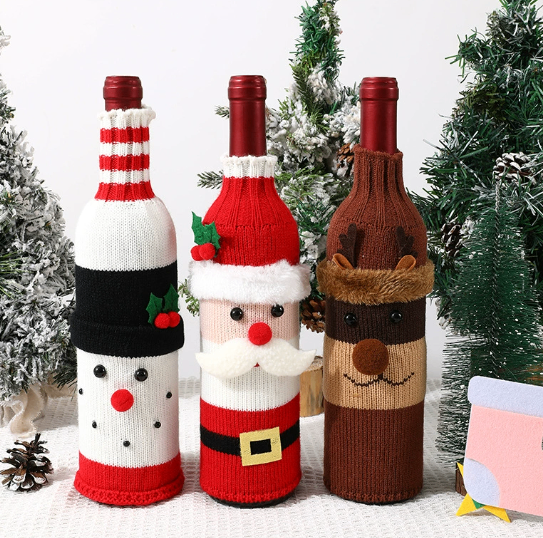 New Christmas wine bottle set, champagne red wine creative wine set, hotel dining table restaurant, holiday decoration supplies image