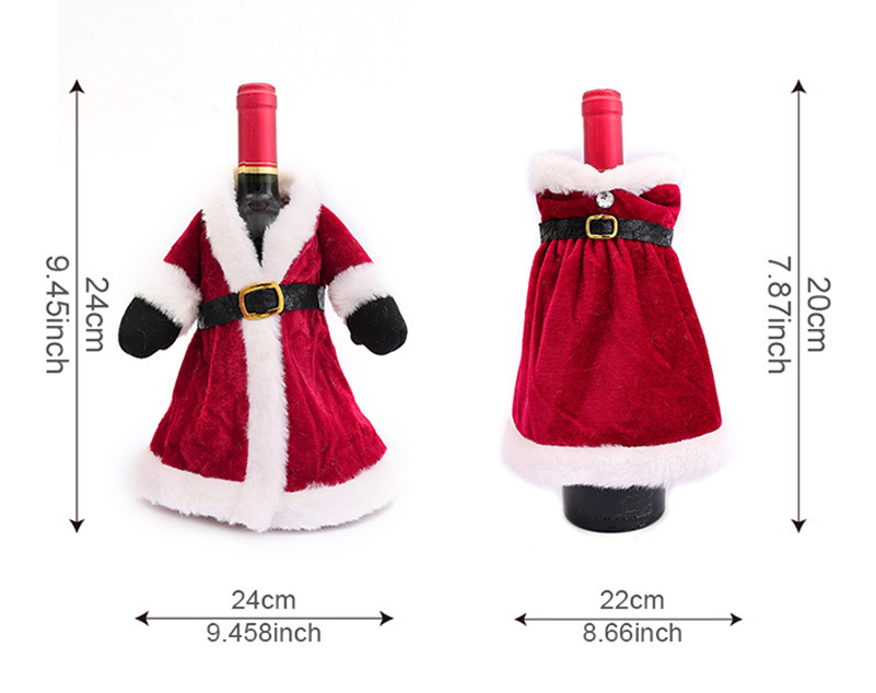 Christmas table decorations gold velvet Christmas wine set