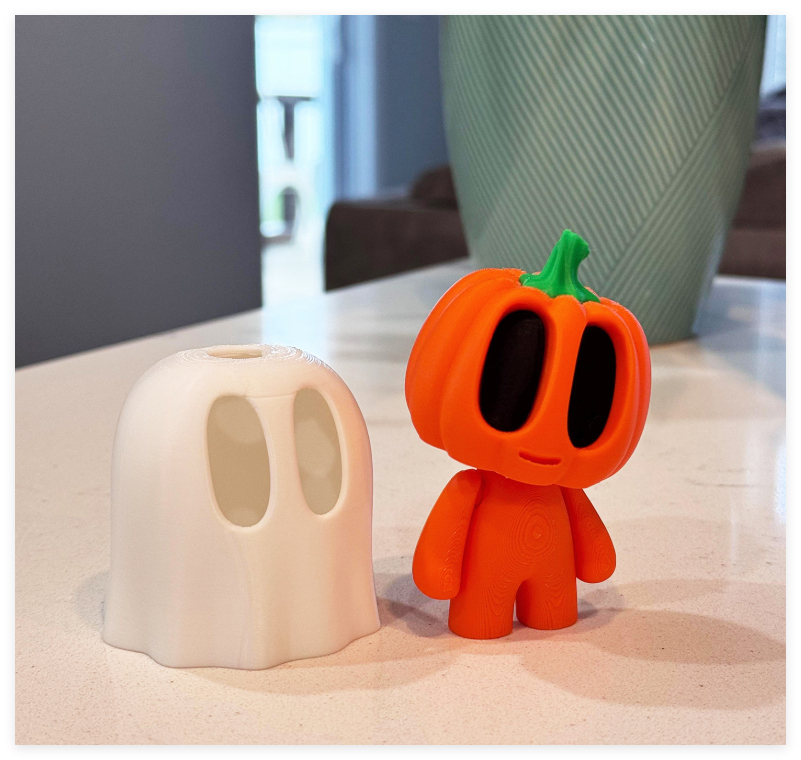 3D printed pumpkin figurine for Halloween decoration set