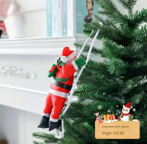 Santa Claus Climbing Ladder Table Top Creative Decor Christmas Ornaments Scene Setup image