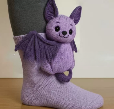 Knitted animal socks three-dimensional image