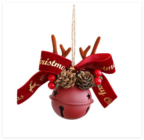 Christmas tree display window decorations and ornaments hanging on the carriages