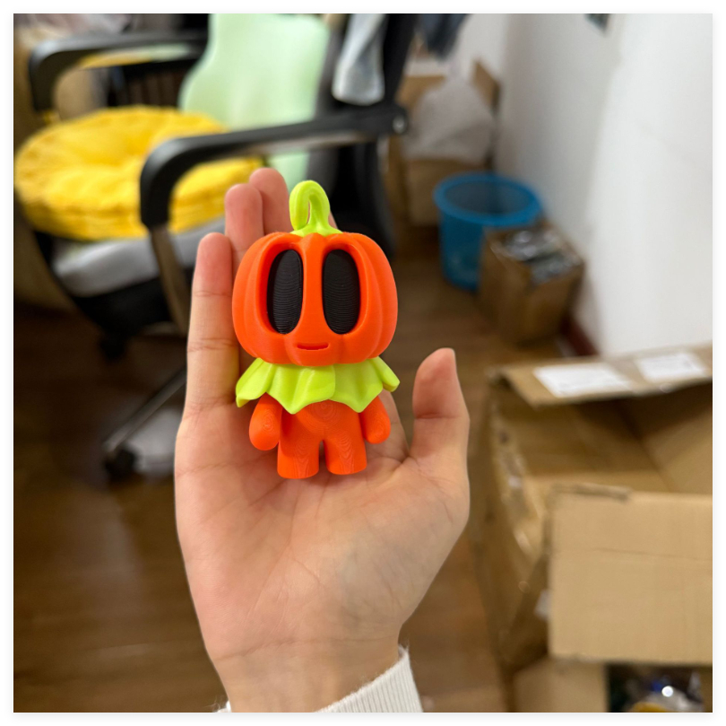 3D printed pumpkin figurine for Halloween decoration set