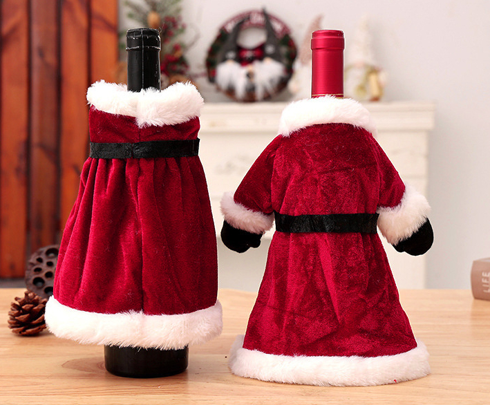 Christmas table decorations gold velvet Christmas wine set