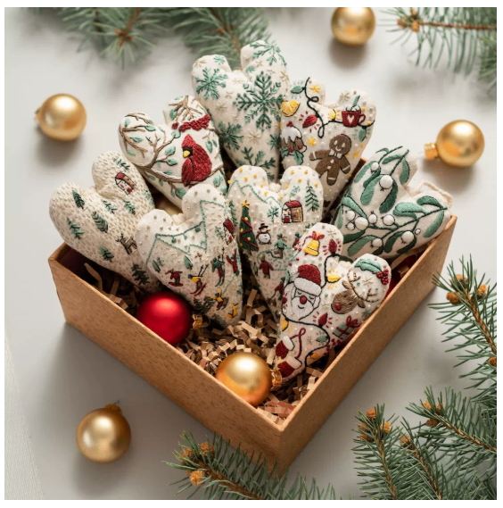 DIY Heart Shaped Hand Embroidered Christ Heart Embroidery Christmas Kit image