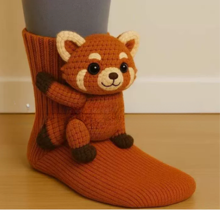 Knitted animal socks three-dimensional