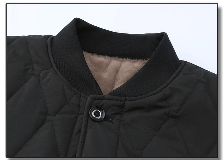 Men's autumn and winter cotton-padded coat with stand-up collar and fleece lining
