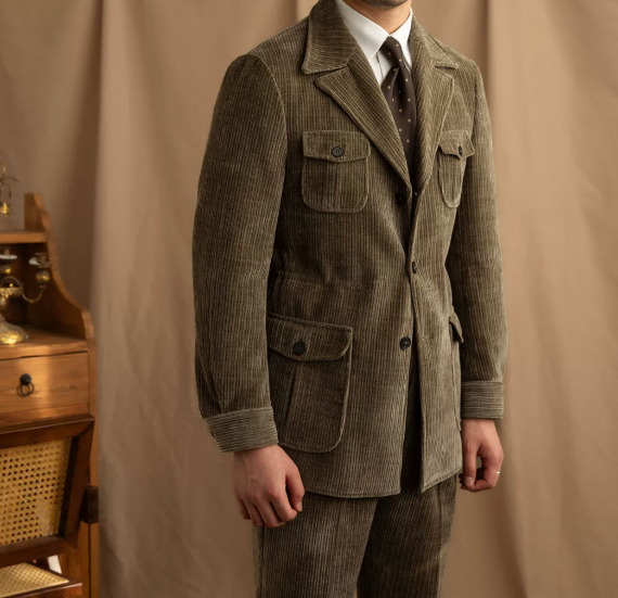 Men's Warm Chenille Ribbed Jacket Two-Piece Set image